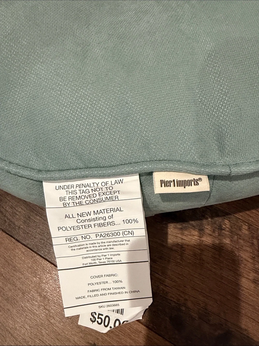 Pier 1 imports Light Aqua Tufted Seat Cushion. Like new